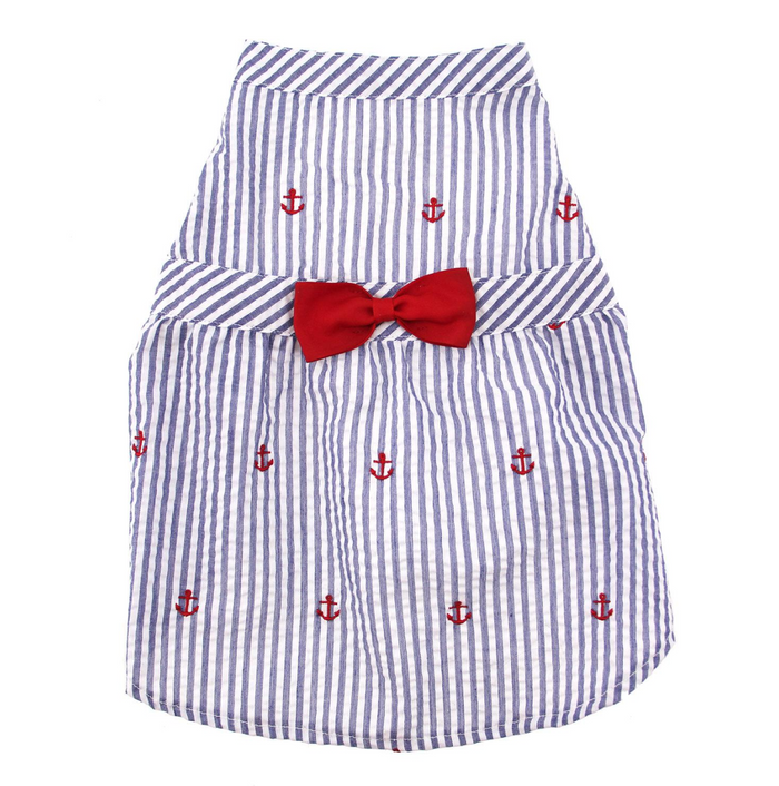 Navy Striped Anchor Dress - 3 Red Rovers