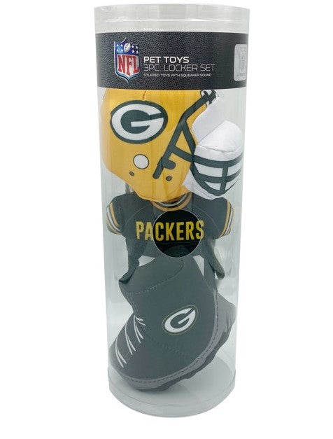 Green Bay Packers Locker Room Dog Toy - 3 Piece Set