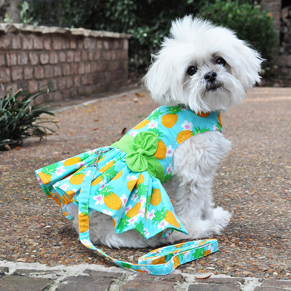 Pineapple Luau Harness Dress with Leash - 3 Red Rovers