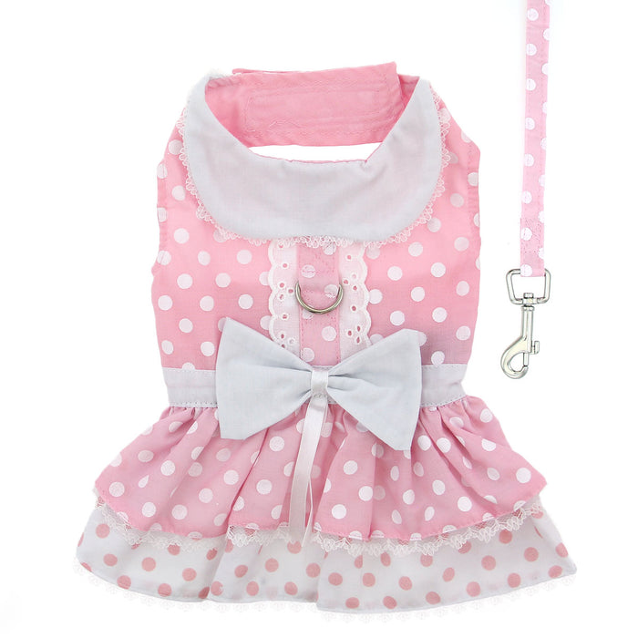 Pink Polka Dot and Lace Dress with Leash - 3 Red Rovers