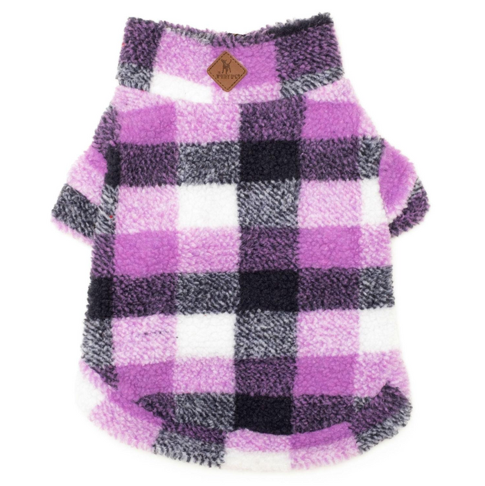 Purple & Navy Plaid Fleece Pullovers - 1/4 Zip Pull - 3 Red Rovers