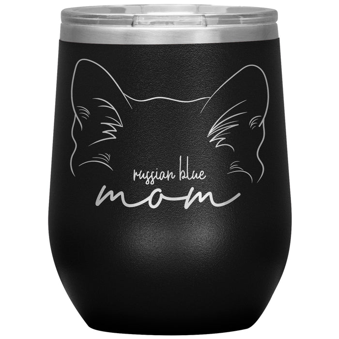 Russian Blue Cat Mom 12oz Wine Insulated Tumbler - 3 Red Rovers