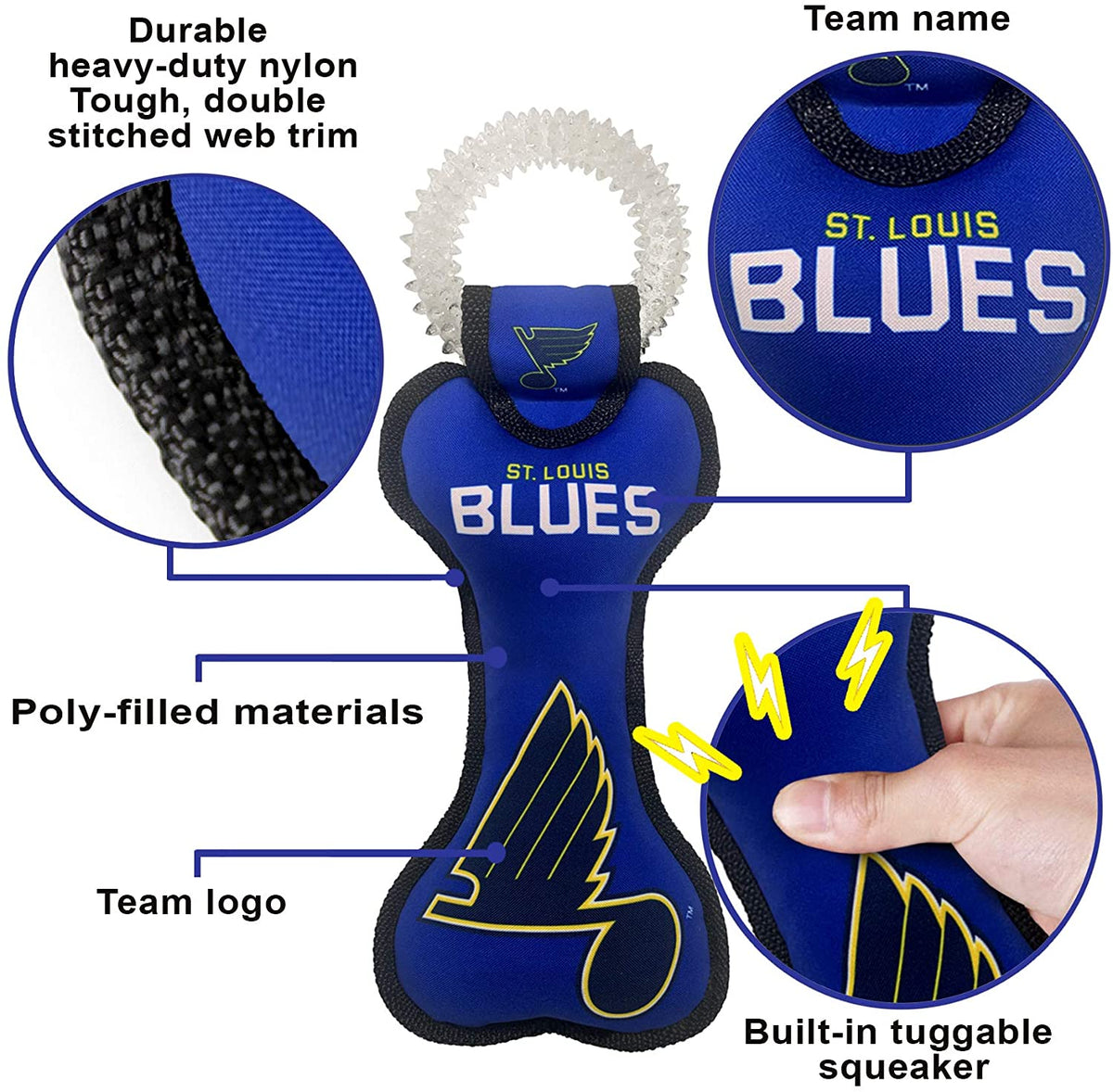 St Louis Blues Dental Tug Toy - 3 Red Rovers