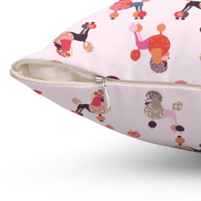 Pink Poodles 14" Square Pillow - 3 Red Rovers