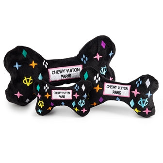 Chewy Vuiton Black Monogram Bone Toy - 3 Red Rovers