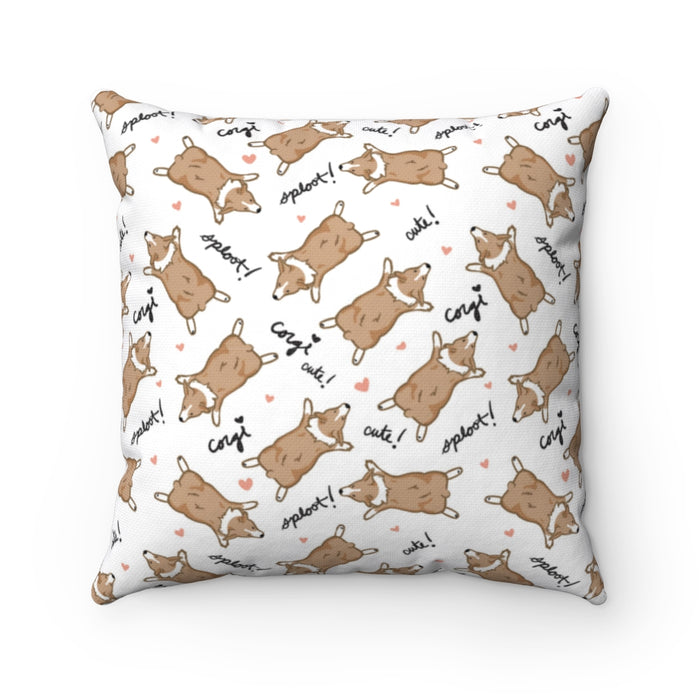 Corgi Sploots 14" Square Pillow - 3 Red Rovers