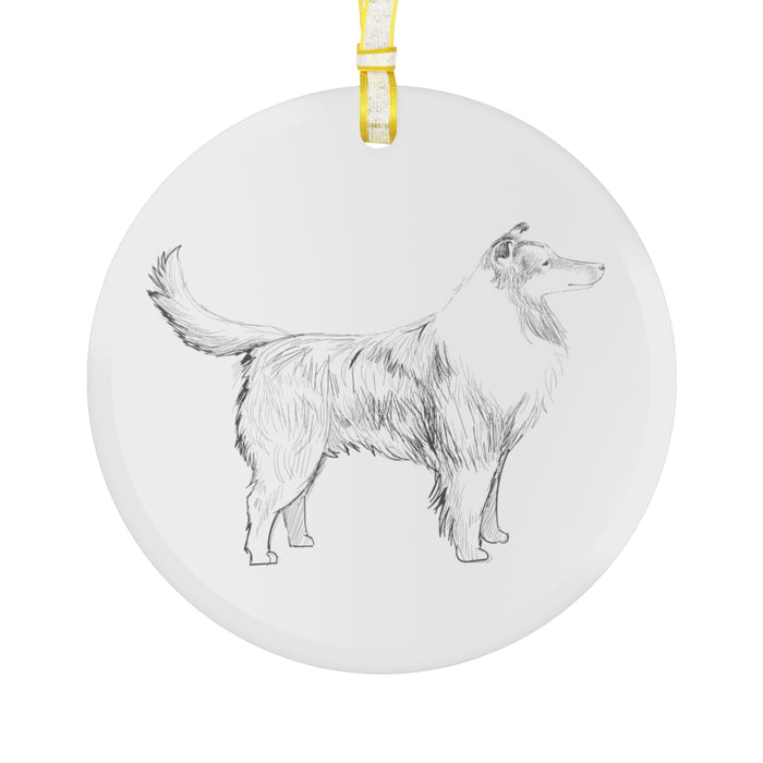 Collie Glass Ornament - 3 Red Rovers