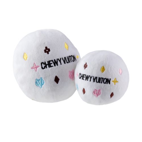 Chewy Vuiton White Ball Toy - 3 Red Rovers
