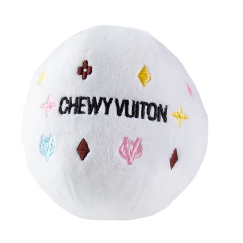 Chewy Vuiton White Ball Toy - 3 Red Rovers