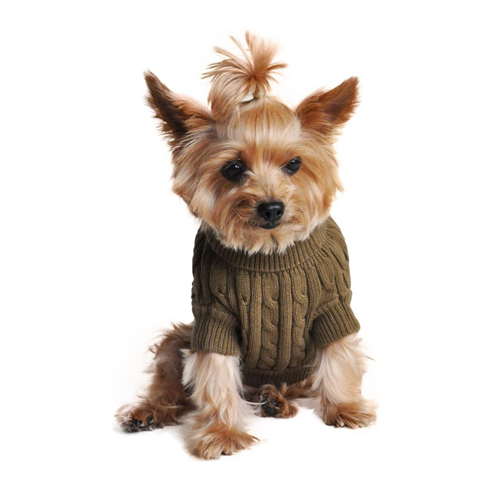 Combed Cotton Cable Knit Sweater - Herb Green - 3 Red Rovers