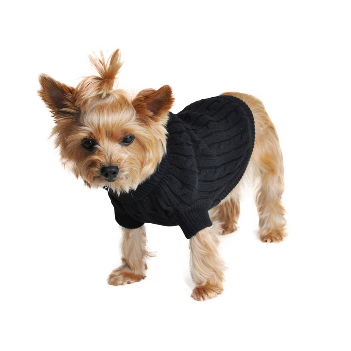 Combed Cotton Cable Knit Sweater - Jet Black - 3 Red Rovers