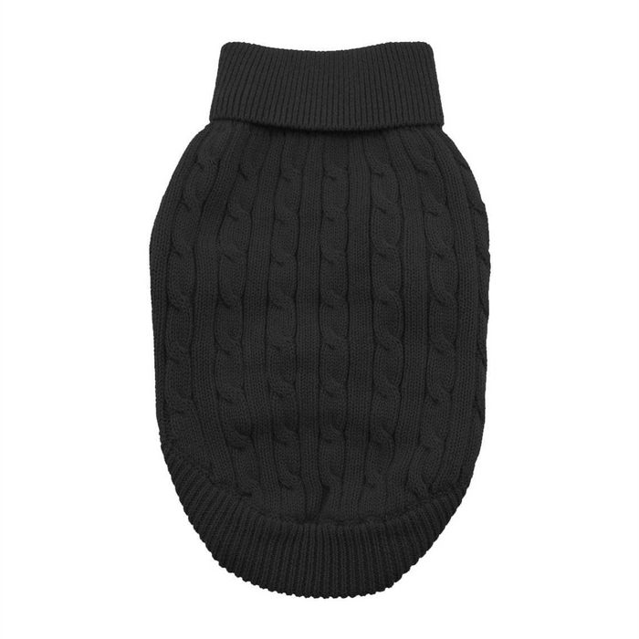 Combed Cotton Cable Knit Sweater - Jet Black - 3 Red Rovers