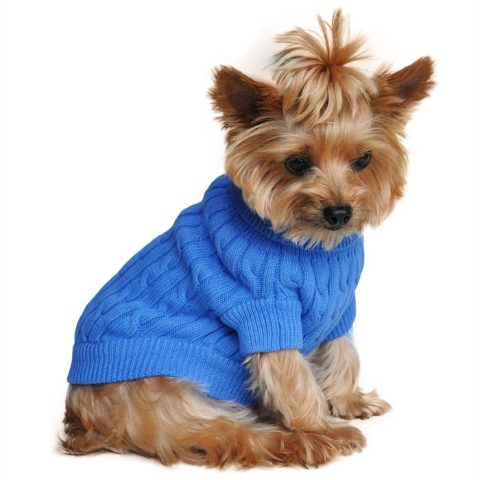 Combed Cotton Cable Knit Sweater - Riverside Blue - 3 Red Rovers