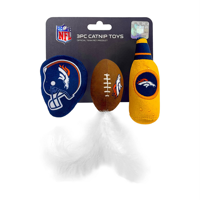 Denver Broncos 3 piece Catnip Toy Set - 3 Red Rovers
