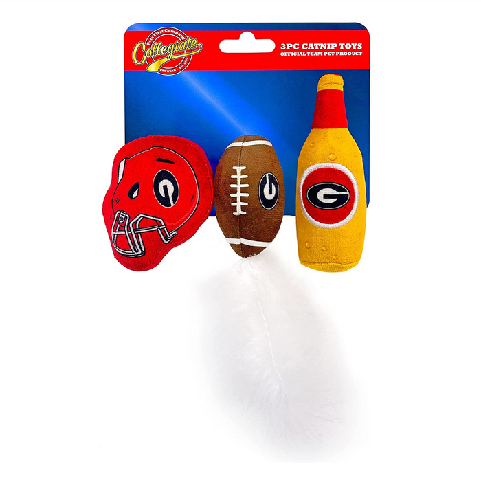 GA Bulldogs 3 piece Catnip Toy Set - 3 Red Rovers