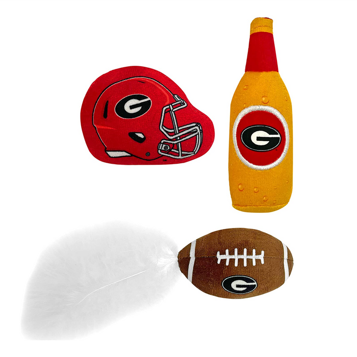 GA Bulldogs 3 piece Catnip Toy Set - 3 Red Rovers