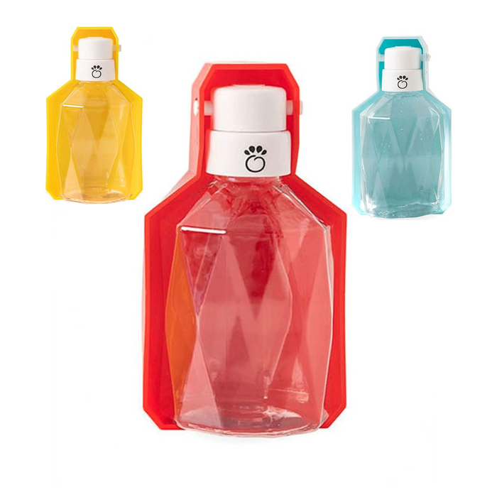 Collapsible Water Bottle with Fold-Out Bowl - Multiple Colors