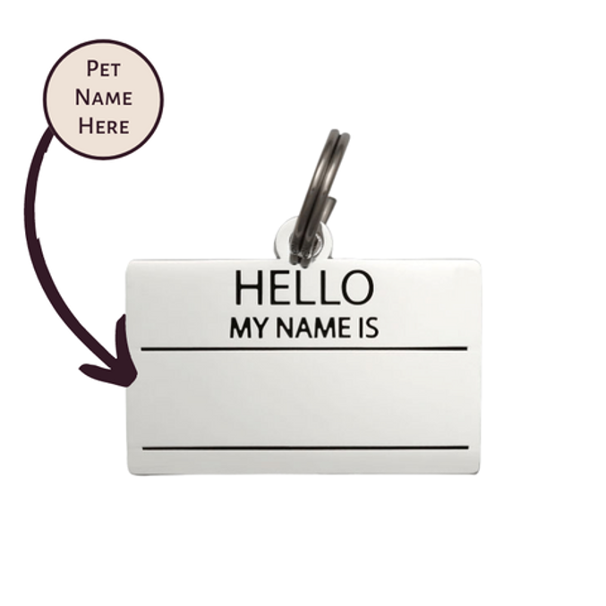 Hello My Name is Pet ID Tag - Silver - 3 Red Rovers