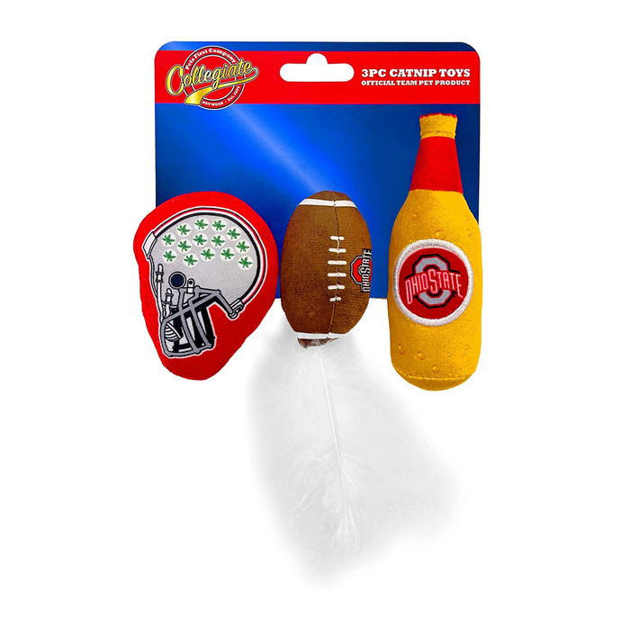 OH State Buckeyes 3 piece Catnip Toy Set - 3 Red Rovers