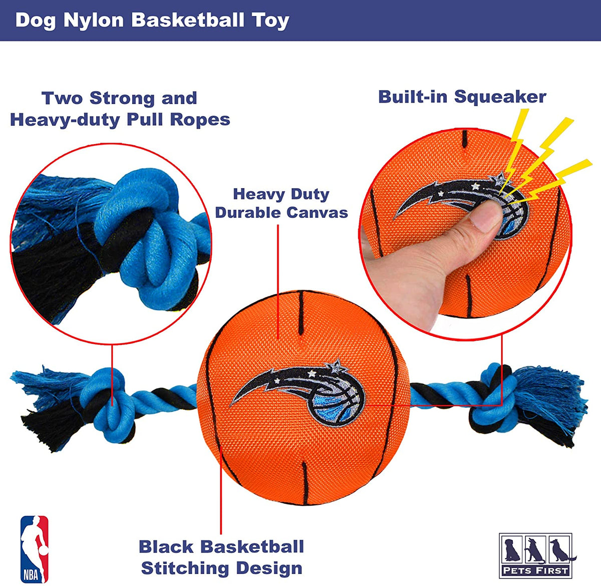 Orlando Magic Ball Rope Toys - 3 Red Rovers
