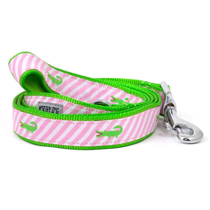 Pink Stripe Alligator Collection Dog Collar or Leads - 3 Red Rovers