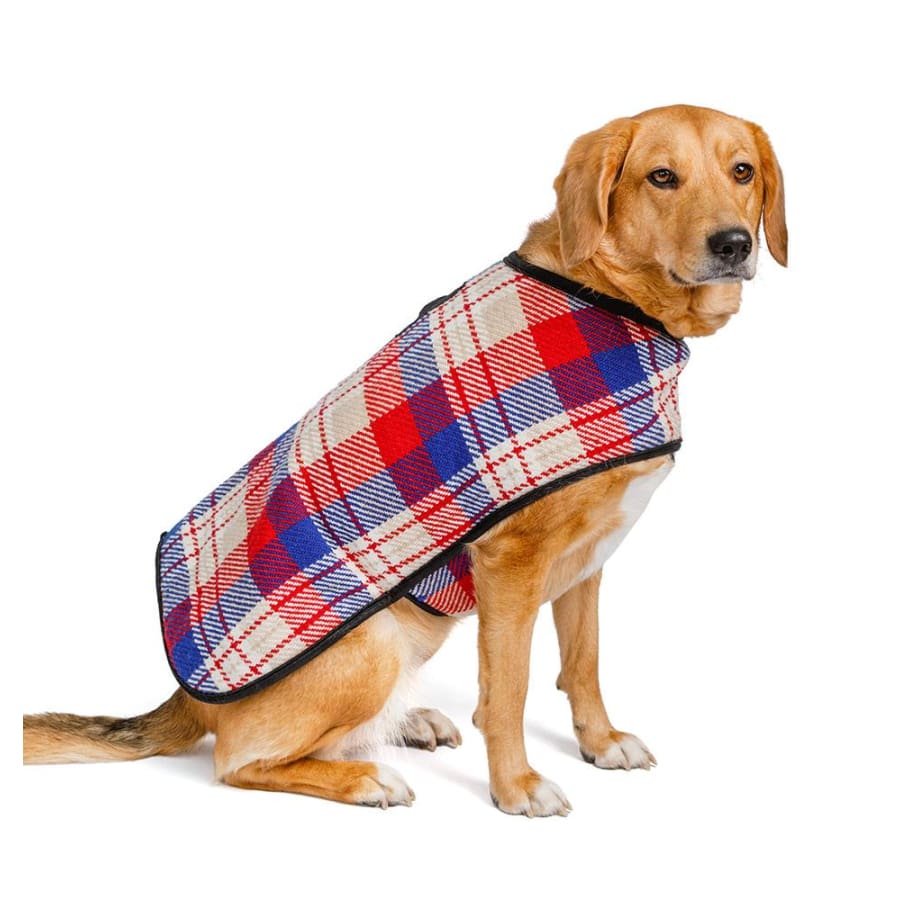 Red and Blue Plaid Pet Blanket Coat
