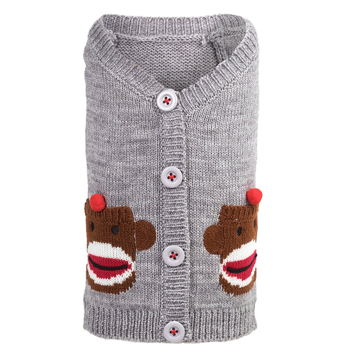 Sock Monkey Cardigan Sweater - 3 Red Rovers