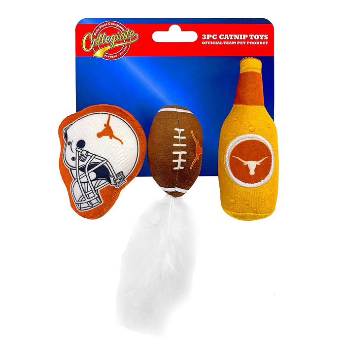 TX Longhorns 3 piece Catnip Toy Set - 3 Red Rovers
