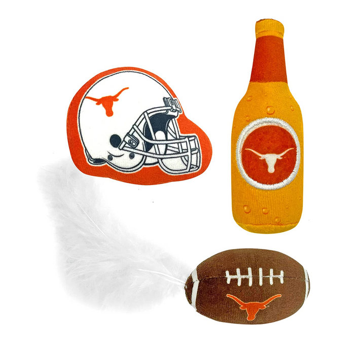 TX Longhorns 3 piece Catnip Toy Set - 3 Red Rovers