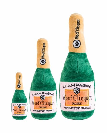 Woof Clicquot Rose Champagne Bottle Plush Toy - 3 Red Rovers