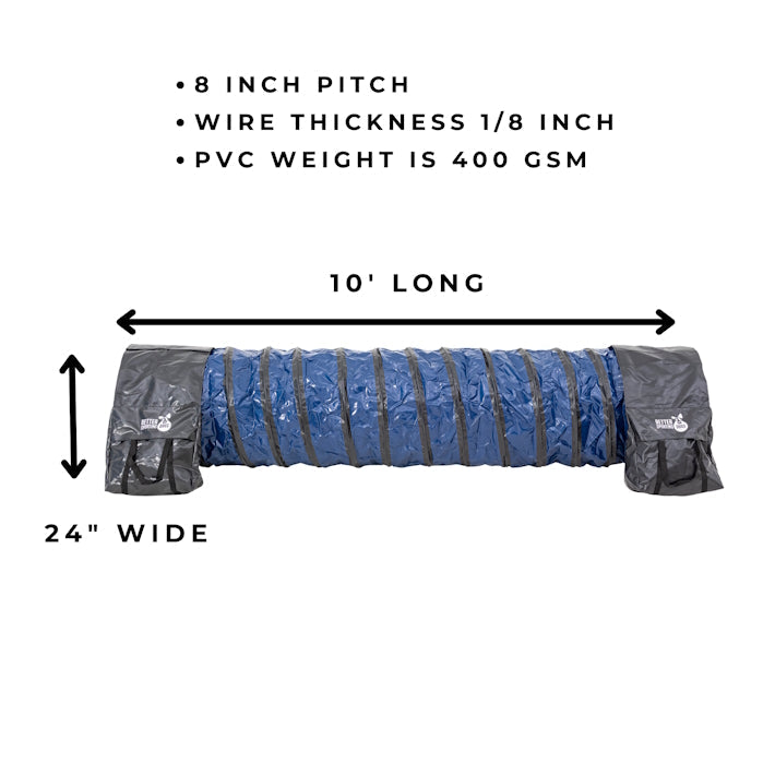 Better Sporting Dogs Heavy Duty Dog Agility Tunnel – 10 ft PVC Training Tunnel with Sandbags