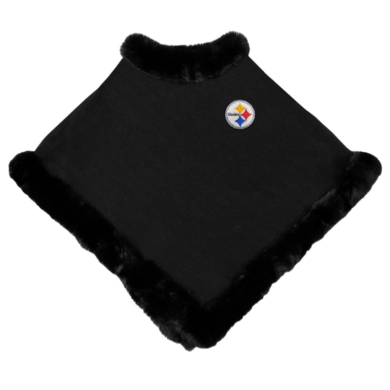 Pittsburgh Steelers Fur Trim Poncho