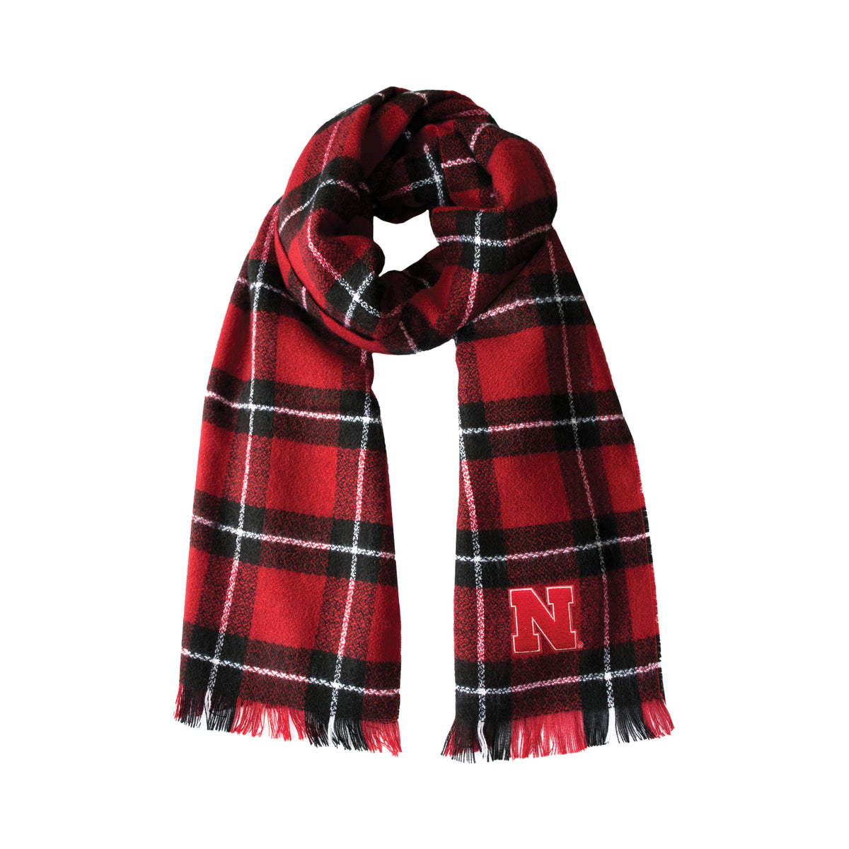 NE Cornhuskers Plaid Blanket Scarf