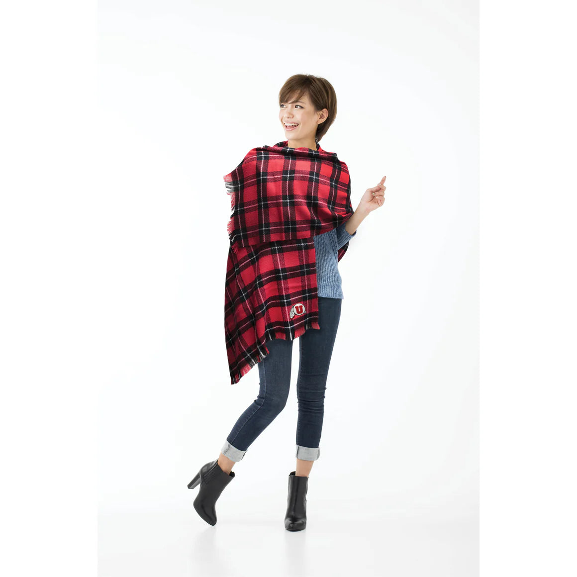 UT Utes Plaid Blanket Scarf