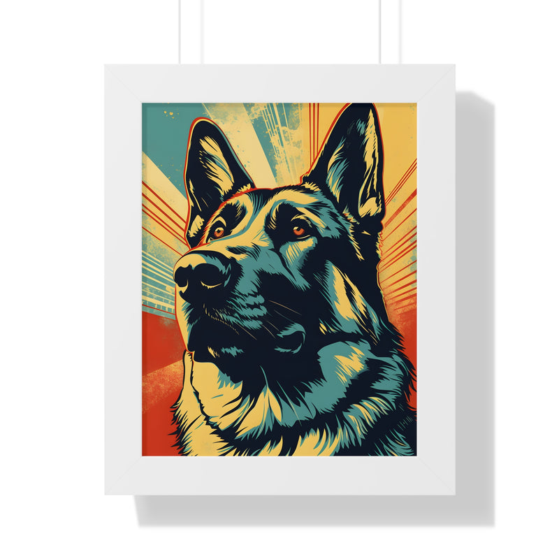 German Shepherd Pop-Art Retro Framed Print