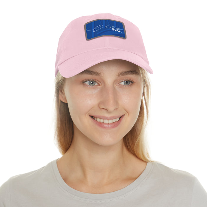 Chelsea FC 25/26 Home Kit-Inspired Leather Patch Baseball Hat