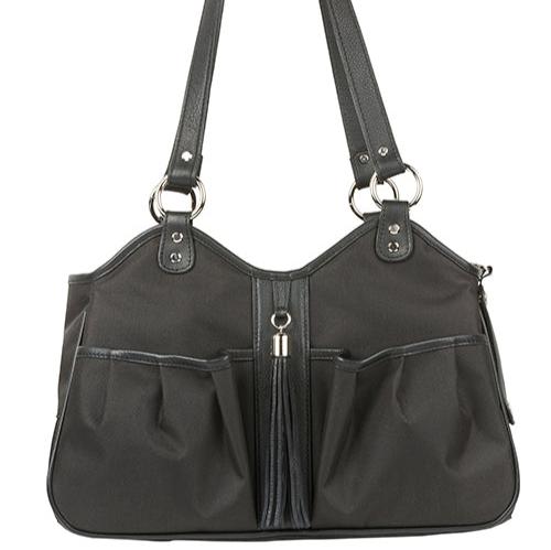 Metro Black Leather Trim Couture Bag Carrier with Tassel