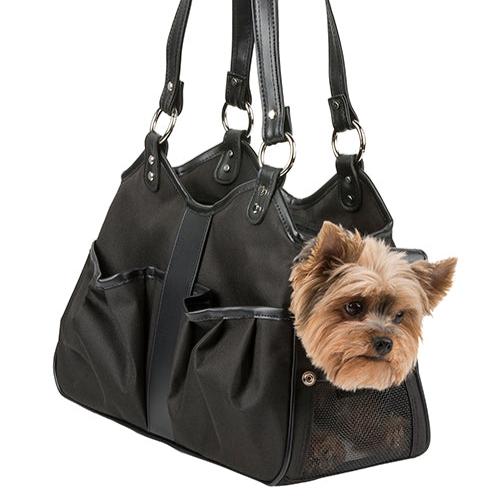 Metro Black Leather Trim Couture Bag Carrier with Tassel