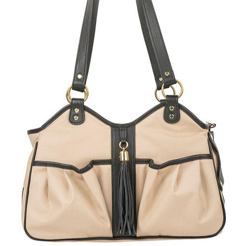 Metro Khaki with Black Leather Trim Couture Bag Carrier with Tassel