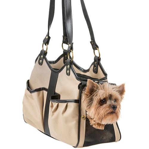 Metro Khaki with Black Leather Trim Couture Bag Carrier with Tassel