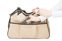 Metro Khaki with Black Leather Trim Couture Bag Carrier with Tassel