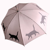 Cat Dark Brown on Tan Wood Handle Premium Umbrella