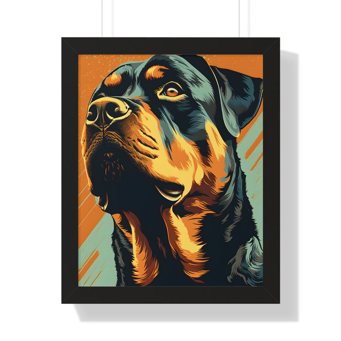 Rottweiler Pop-Art Retro Framed Print