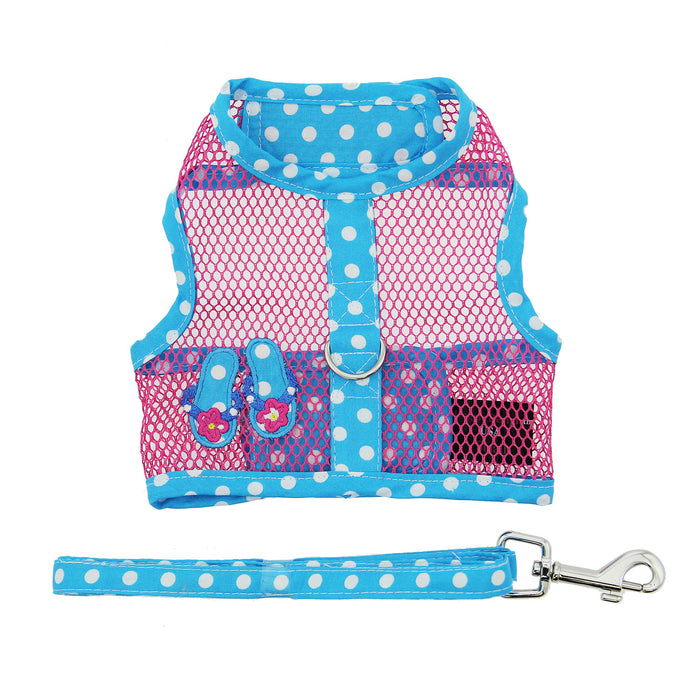 Pink and Blue Flip Flop Cool Mesh Harness with Leash - Under the Sea Collection