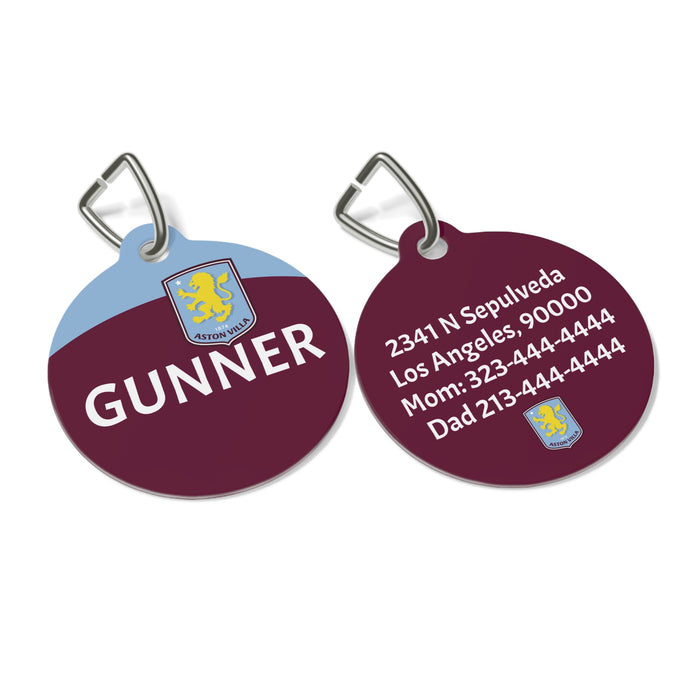 Aston Villa FC 24/25 Kit Inspired Personalized Pet Tag