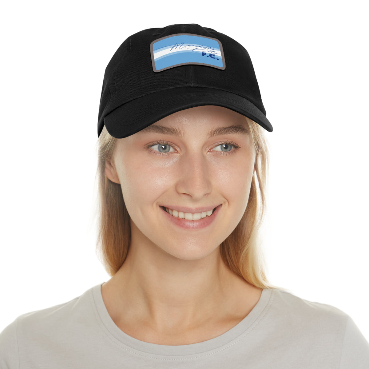 Manchester City FC 25/26 Home Kit-Inspired Leather Patch Baseball Hat