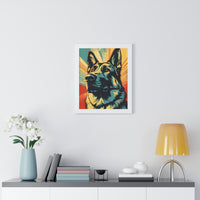 German Shepherd Pop-Art Retro Framed Print