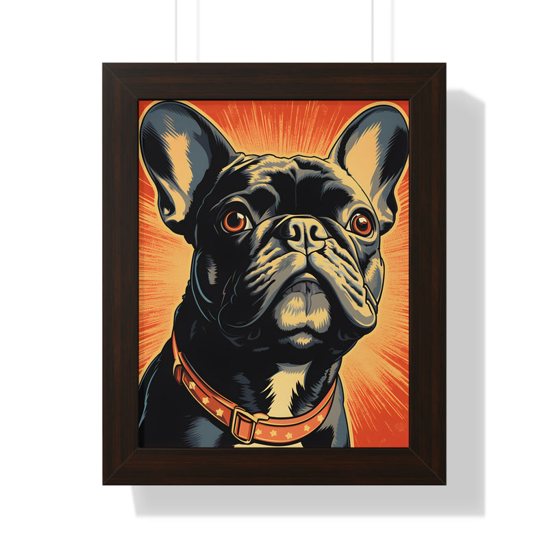 French Bulldog Pop-Art Retro Framed Print