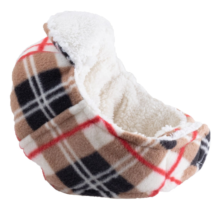 Aviator Hat Tan Plaid Fleece