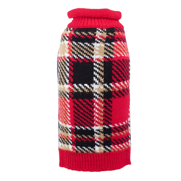 Red Plaid Roll Sweater